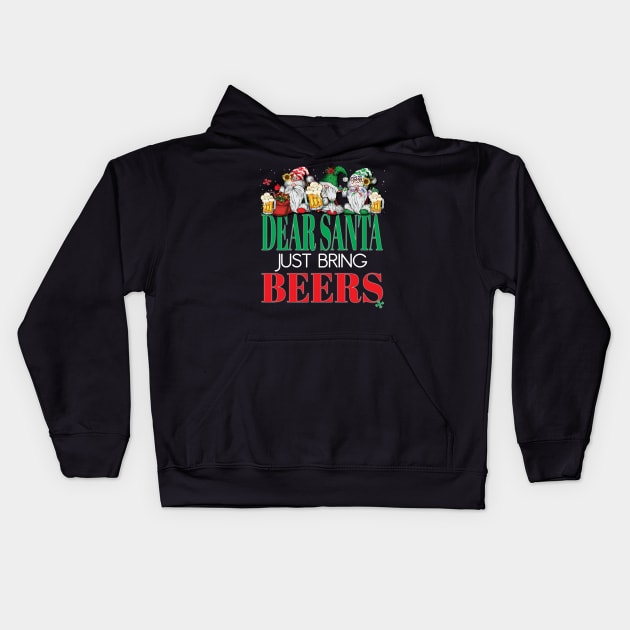 Funny Dear Santa Just Bring Beers Gnomes Office Party Beer Kids Hoodie by Envision Styles